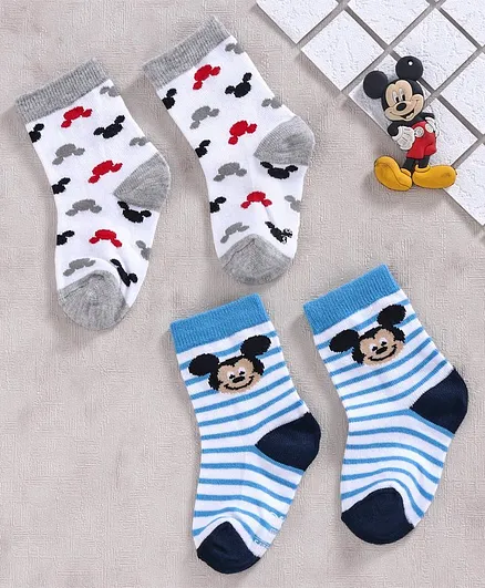 Cute Walk by Babyhug Anti-bacterial Socks Cartoon Design Set of 2 - Blue White