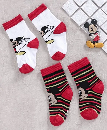 Cute Walk by Babyhug Anti-bacterial Socks Cartoon Design Set of 2 - Red White