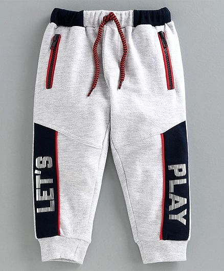Babyoye Cotton Full Length Lounge Pant Text Print - Grey