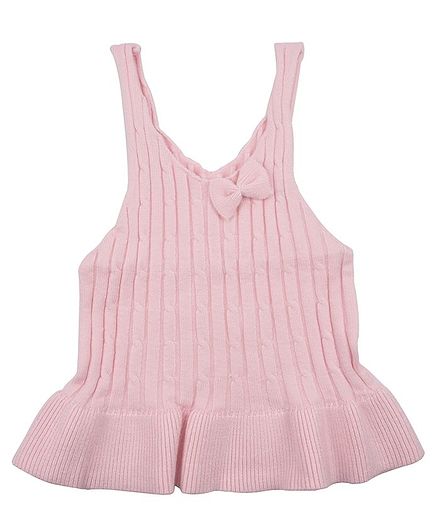 Yellow Bee Sleeveless Flared Hem Dress - Pink