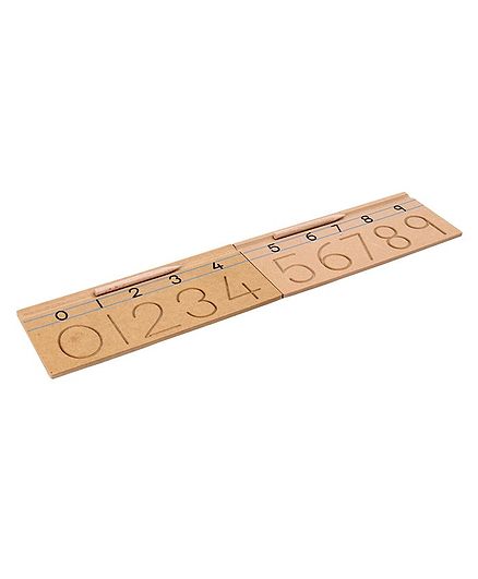 Little Genius Wooden Carving Number Tracing Game - Brown