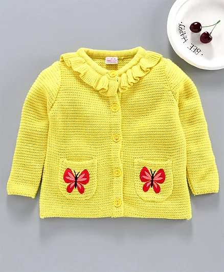 Babyhug Full Sleeves Sweater Bird Design - Yellow