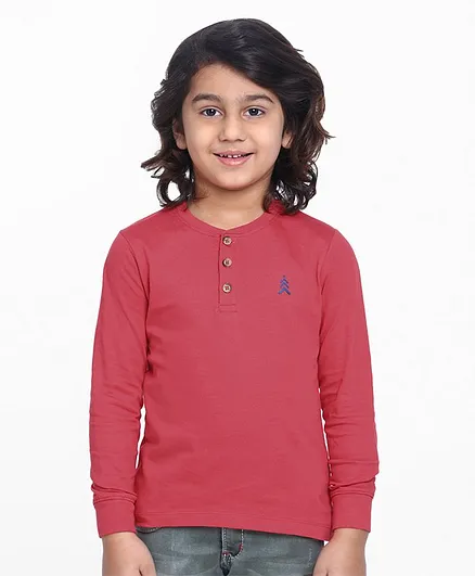 Pine Kids Full Sleeves Biowashed Solid Tee - Red