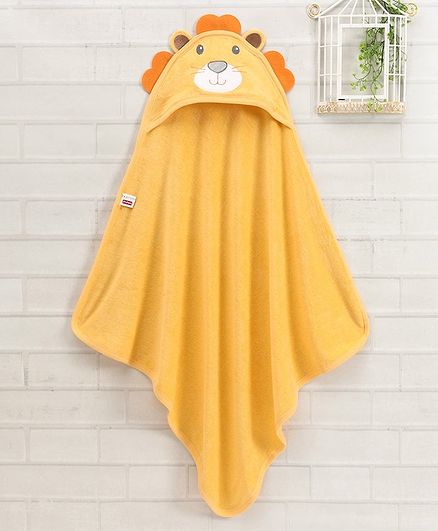 Babyhug Hooded Towel Lion Design - Yellow