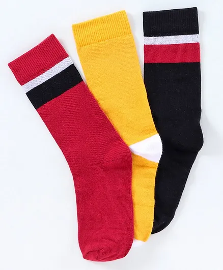 Pine Kids Anti Microbial Ankle Length Socks Star Design Pack of 3 - Red White Black