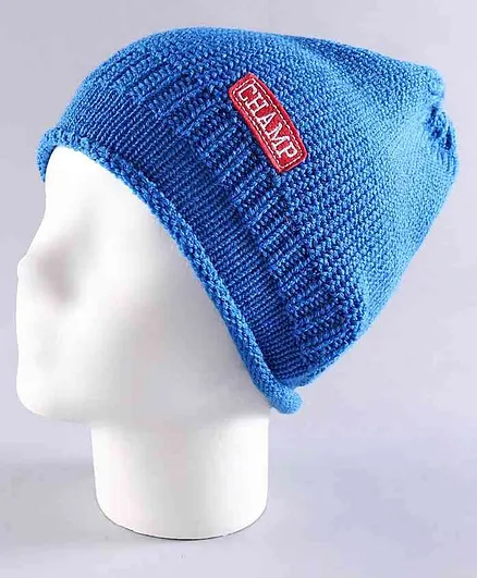 Babyhug Solid Dyed Woolen Cap Blue - Diameter 9.5 cm