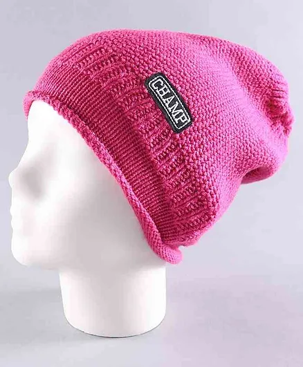 Babyhug Solid Dyed Woolen Cap Pink - Diameter 10 cm