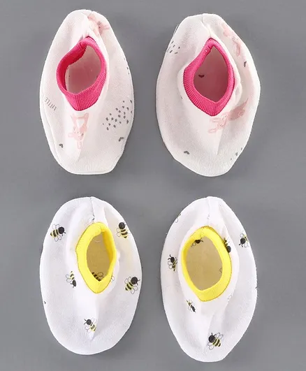 Ohms Booties Honey Bee Print Pack of 2 - Yellow Pink