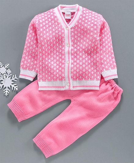 Babyhug Full Sleeves Sweater Set - Pink