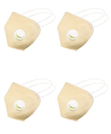 JS CARE GC-N95 6 Ply Mask With Exhalation Valve Anti Viral, Anti Bacterial And Reusable Pack Of 4 - Beige