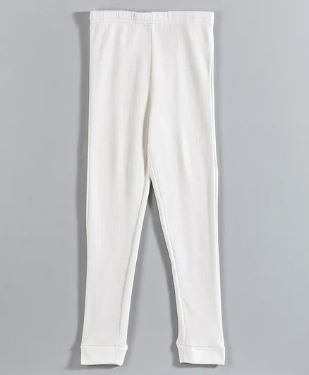 Pine Kids Full Length Anti Microbial & Biowashed Thermal Bottoms - White