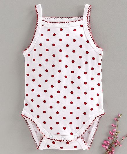 Keebee Organics Polka Dot Print Singlet Sleeveless Onesie - Red