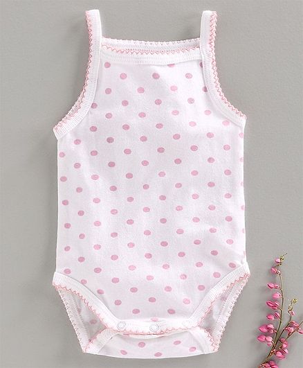 Keebee Organics Polka Dot Print Singlet Sleeveless Onesie - Pink