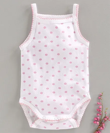 Keebee Organics Polka Dot Print Singlet Sleeveless Onesie - Pink