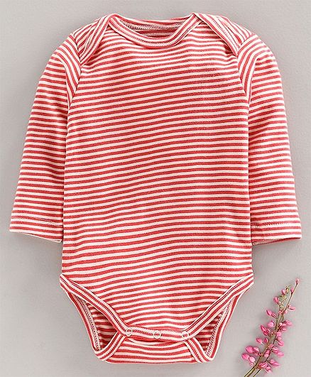Keebee Organics Stripe Full Sleeve Onesie - Red
