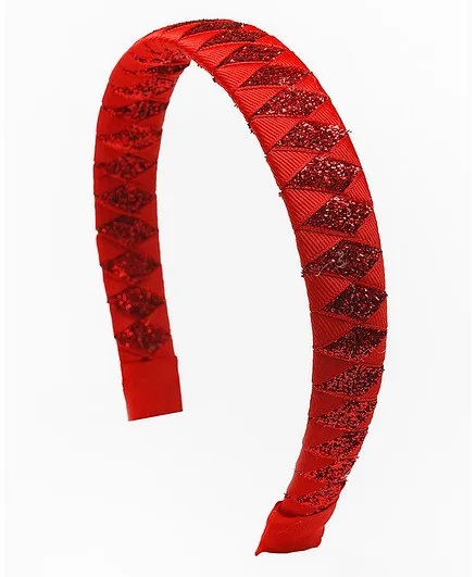 Ribbon candy Shimmery Woven Hair Band - Red