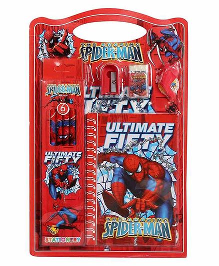 Funcart Stationary Set Spider Man Print Red Pack of 1 - 10 Pieces