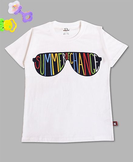 Crazy Penguin Half Sleeves Smart Sunglasses Print T-Shirt - White