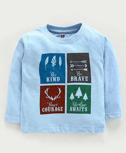 Nottie Planet Full Sleeves Four Square Print Tee - Blue