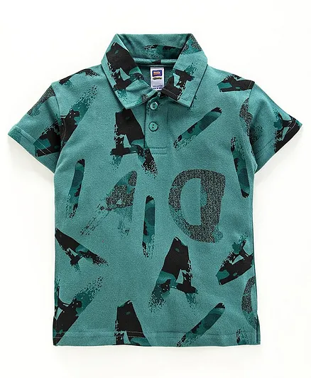 Nottie Planet Half Sleeves Bold Alphabet Printed Tee - Green