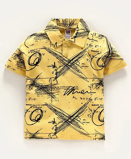 Nottie Planet Half Sleeves Printed Tee - Yellow