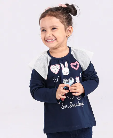 Babyoye Full Sleeves Tee Bunny Print - Navy Blue