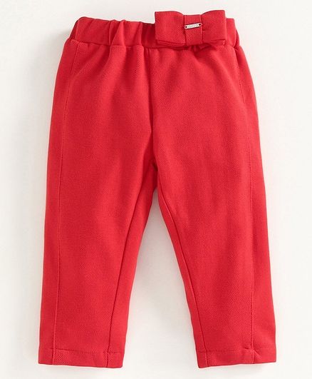 Babyoye Full Length Pant Bow Applique - Red