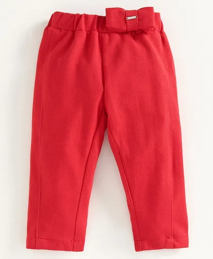 Babyoye Full Length Pant Bow Applique - Red
