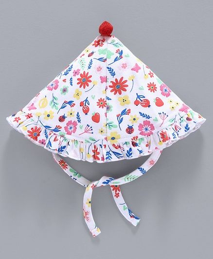 Babyoye Cap Floral Print - White