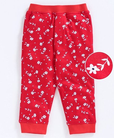 Babyoye Full Length Lounge Pant Floral Print - Red