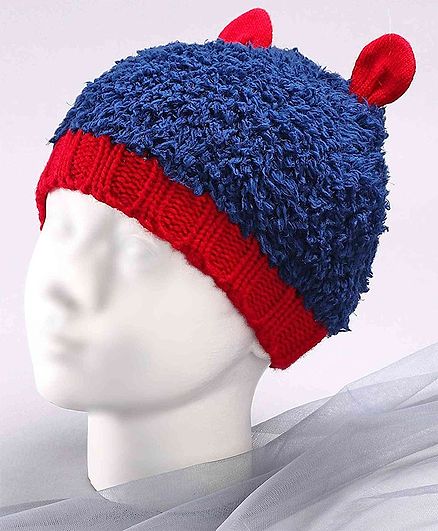 Babyoye Woollen Cap with 3D Ears Blue - Diameter 13 cm