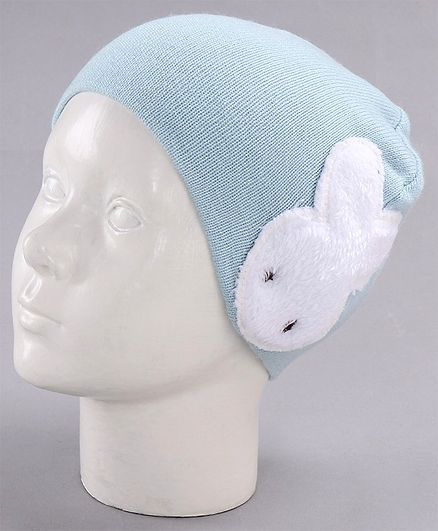 Babyoye Acrylic Double Layered Woollen Cap Bunny Design Blue - Diameter 10 cm