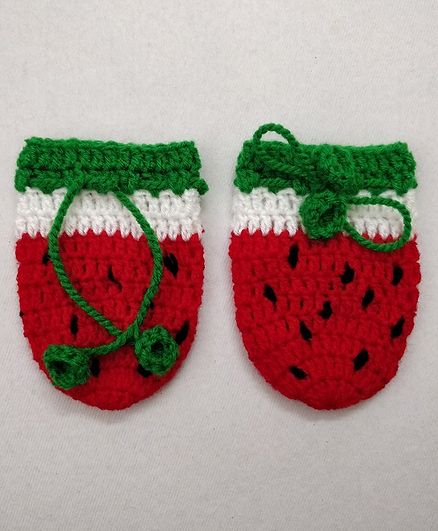Knit Masters Watermelon Theme Mittens - Red & Green