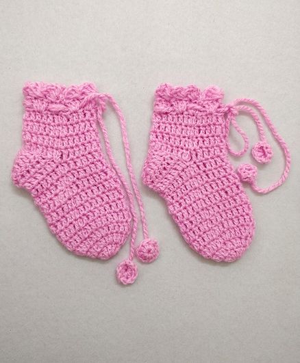 Knit Masters Solid Lace Border Socks - Pink