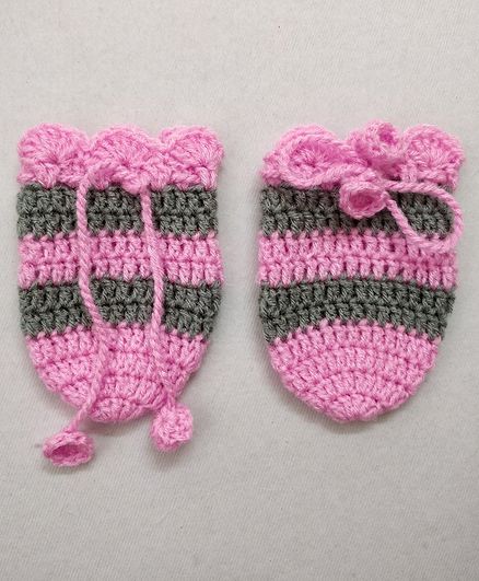 Knit Masters Striped Mittens - Pink
