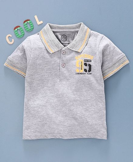 Tambourine Printed Half Sleeves Tee - Grey