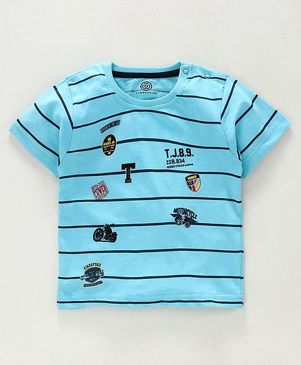 Tambourine Striped Half Sleeves Tee - Blue