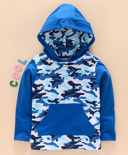 Tambourine Camouflage Print Full Sleeves Tee - Blue