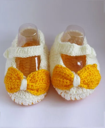 Woonie Bow Design Handmade Booties - Yellow