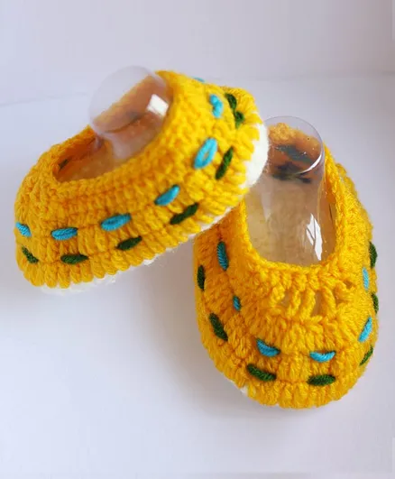 Woonie Thread Work Detailing Booties - Yellow