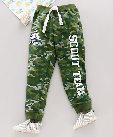 Babyhug Full Length Camouflage Lounge Pant Scout Team Print - Green