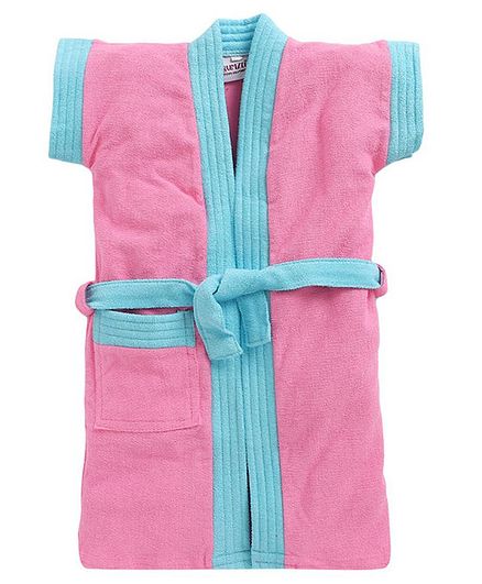 BUMZEE Solid Colour Half Sleeves Bathrobe - Blue & Pink