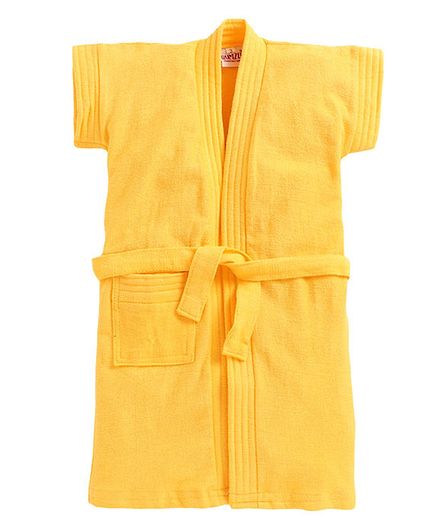 BUMZEE Solid Colour Half Sleeves Bathrobe - Yellow