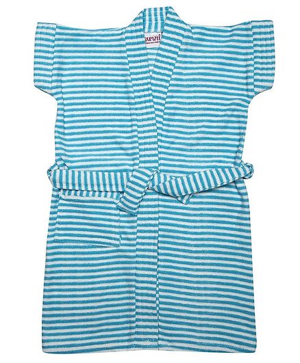 BUMZEE Striped Half Sleeves Bathrobe - Light Blue
