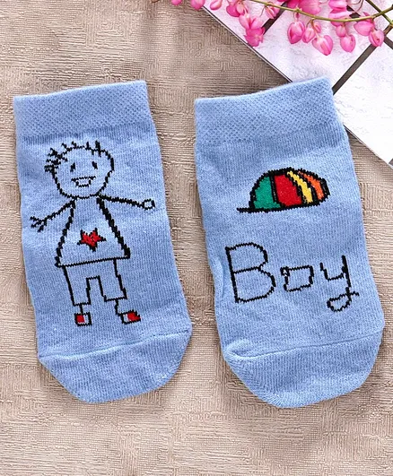 Cute Walk by Babyhug Antibacterial Ankle Length Socks Boy Design - Blue