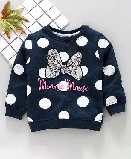 Babyhug Full Sleeves Sweatshirt Minnie Mouse Sequin - Navy