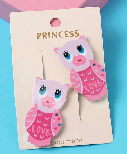 TMW Kids Set Of Two Owl Hair Clips - Pink