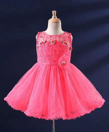 The KidShop Sleeveless Embroidered Dress - Pink