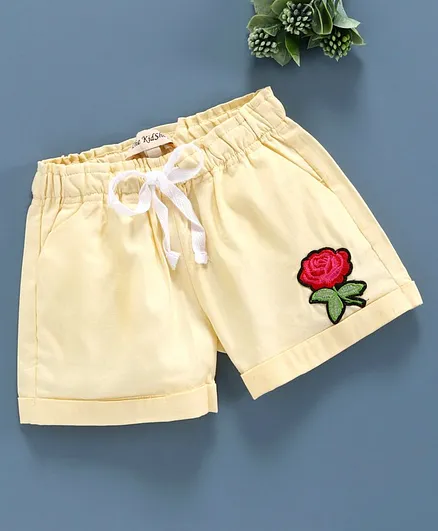 The KidShop Rose Patch Shorts - Yellow