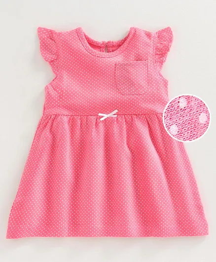 The KidShop Polka Dot Print Cap Sleeves Dress - Pink